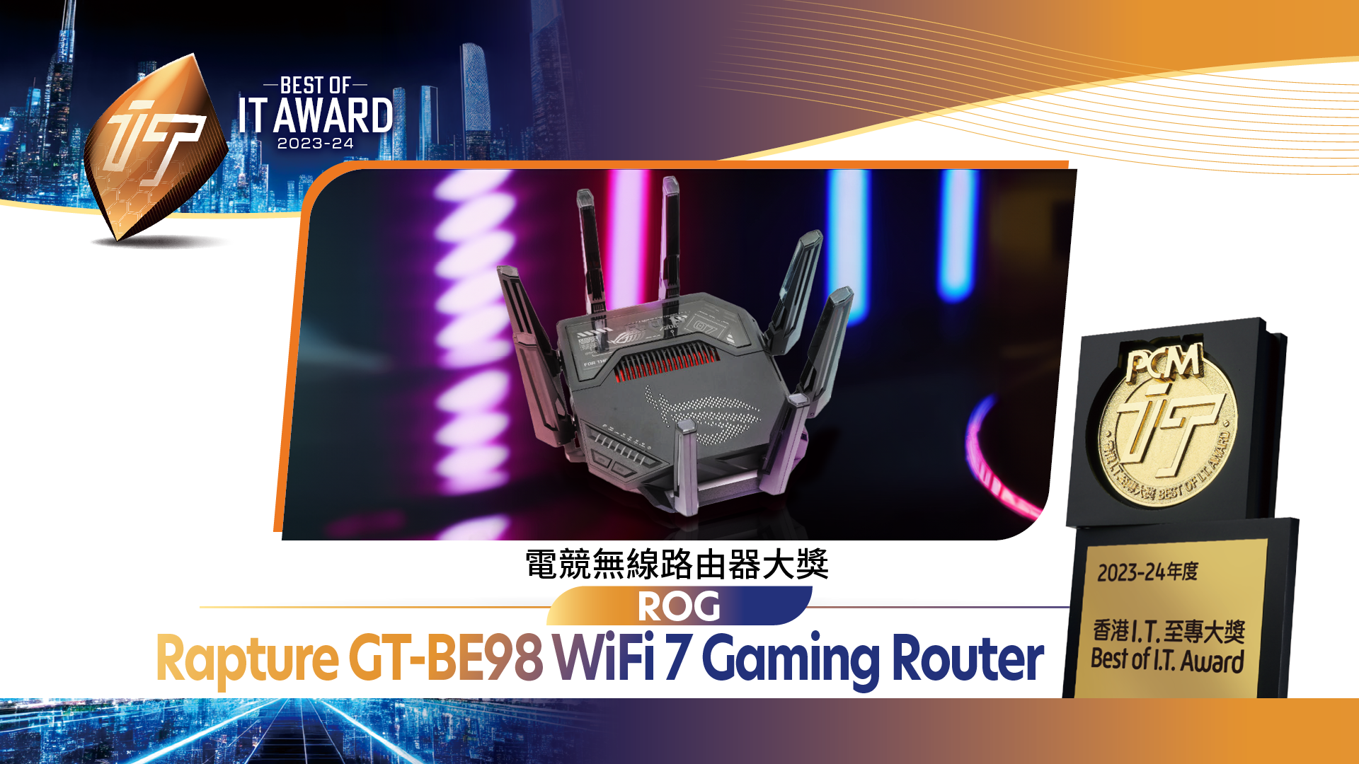 電競無線路由器大獎 ASUS ROG Rapture GT-BE98 WiFi 7 Gaming Router